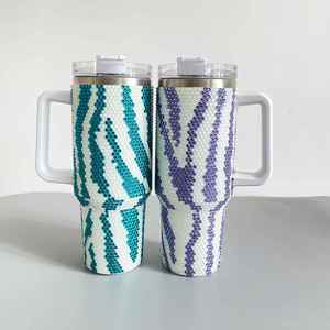 40oz Colorful Rhinestone <b>Water</b> <b>Bottle</b> Ready to Ship Outdoor Camping Gym Cup Simple 40oz Tumbler <b>with</b> <b>Handle</b> <b>and</b> <b>Straw</b> - Product Image 2