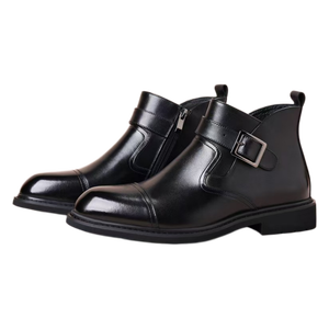 Chaussures Oxford Richelieu à boucle pour hommes, en cuir véritable, de haute qualité, pour affaires, mariage et marié, antidérapantes - Product Image 3