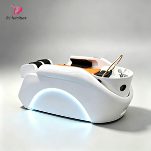 Lit de lavage de cheveux électrique de luxe en fibre de verre avec massage et lumière LED pour salon de coiffure, barbier et spa - Product Image 3