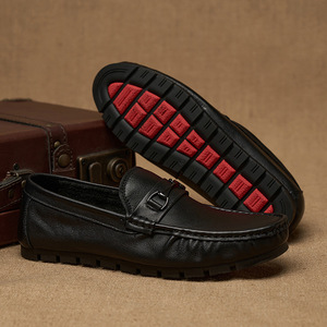 Mocassins en cuir véritable pour hommes, bout rond, à enfiler, semelle en caoutchouc respirante, chaussures de conduite décontractées d'été - Product Image 2