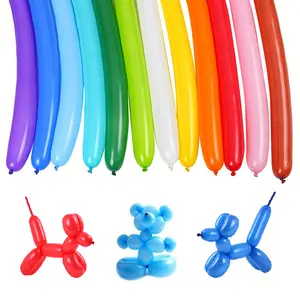 Çocuklar parti malzemeleri doğum günü dekorasyon toptan düz pastel metalik renkler sihirli hayvan modelleme 260q lateks uzun balonlar