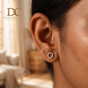 Boucles d'oreilles élégantes ethniques en or jaune massif 14 carats avec diamants de laboratoire certifiés IGI pour femmes, taille brillant ronde, bijoux personnalisés - Product Image 6