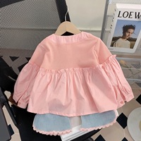 Costume pour filles de 3 à 8 ans, design tendance et mignon, chemise rose et pantalon en jean, ensemble deux pièces