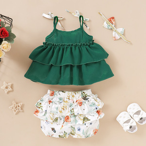 Ensemble chemise et pantalon Kangkang pour bébés filles, style été, chemise en jean sexy, vêtements pour bébés européens, vente en gros - Product Image 3