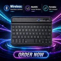 Clavier sans fil fin de 8 pouces avec pavé tactile intégré universel pour tablette IOS Android Windows