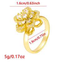 Bague Fleur de Cerisier Plaqué Or 18K en Acier Inoxydable Étanche et Inaltérable, Marque Fanhua, Tendance et Élégante