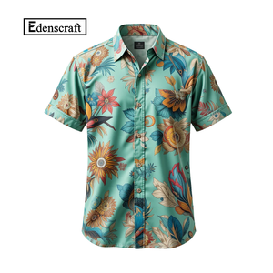 Camisa de Manga Corta con Botones Estampada de Marca Privada para Hombre, Personalizada al por Mayor, OEM, Bangladesh, Poliéster/Algodón, MOQ Flexible, Calidad Premium - Product Image 4