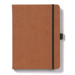 kahverengi astarlı dizüstü Suppliers-Ismarlama ucuz kitap baskı çizgili sayfa dikişli kapak kahverengi hakiki deri kalemli not defteri döngü