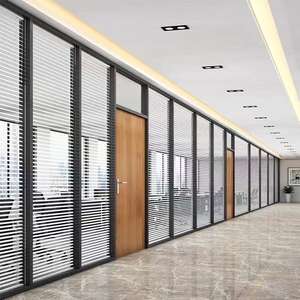 Insonorisé multifonctionnel bureau salle de réunion cloison en verre pliable coulissant en alliage d'aluminium cadre cloison en verre - Product Image 1