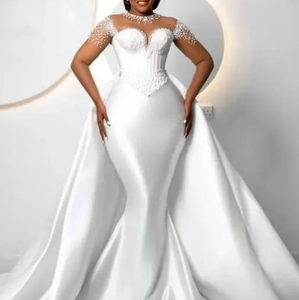 S0506Y 2026 Nuovo <span class=keywords><strong>Abito</strong></span> da Sposa Plus-size Stile Sirena con Strascico Staccabile, Corpetto in Raso Aderente Senza Spalline - Product Image 2