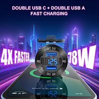 Chargeur de voiture USB étanche 78W 4 ports 12V avec double PD3.0 et QC3.0 à charge ultra-rapide, plusieurs ports USB pour voiture et bateau
