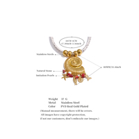 Collier pendentif XY 5282 en acier inoxydable style bohème avec pierre naturelle et perle simulée, coquillage PVD, pour femme, bijoux de plage
