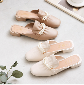 새로운 스타일의 진주 체인 여성 하프 드래그 샌들 - Product Image 5