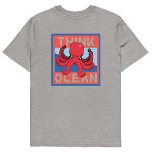 <b>Think</b> Ocean Octopus Pixel Art Organic Cotton T-Shirt - Product Image 5