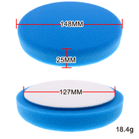 Éponge plate de polissage en mousse DA de 6 pouces (148 mm) bleue avec fixation auto-agrippante pour l'entretien automobile, le lustrage et le nettoyage