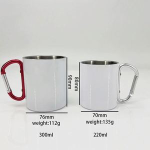 Taza de Café de Acero Inoxidable para Sublimación, 220ml/300ml, para Camping, Senderismo, Deportes al Aire Libre, Viajes, con Mosquetón - Product Image 3