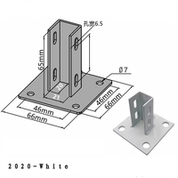 Profil en aluminium connecteur de pied carré Coupe de pied carré de 2020 Base de clôture de pied de sol Accessoires de base de garde-corps