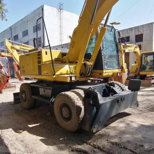 Excavatrice sur pneus Komatsu PW150 importée d'origine Excavatrice hydraulique d'occasion Machines de construction de 15 tonnes Moteur 2021 de haute qualité - Product Image 3