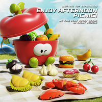 Ensemble de jeu de cuisine pour enfants en plastique écologique personnalisé, fruits et légumes à peler et à couper, jouets éducatifs pour le jeu de rôle culinaire, pour tous les âges
