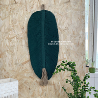 Décoration murale en macramé faite à la main, écologique, style bohème nordique, forme de feuille, corde de coton, décoration murale pour la maison, salon