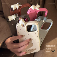Simple à pois mignon 3D chat coque de téléphone coque de téléphone en Silicone pour IPhone 11 12 13Pro Max 14 15 16Plus couverture cellulaire