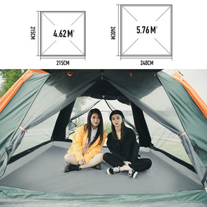 Outdoor Camping <b>Tent</b> 4-5 Person <b>Single</b> Layer T210 Silver Coated Cloth Waterproof UV Protection Four Seasons - Product Image 2
