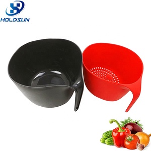 Cấp thực phẩm hai lớp Stackable salad Bowl <span class=keywords><strong>Set</strong></span> 3 cái nhựa nhà bếp rây với xử lý thìa tong cho chuẩn bị thực phẩm - Product Image 3