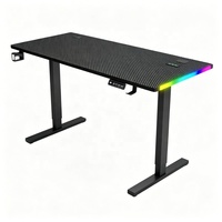 Bureau de jeu électrique réglable en gros avec éclairage RGB et gestion des câbles dissimulée