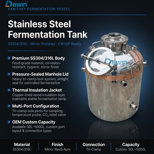 Tanque de Destilación de <span class=keywords><strong>Alcohol</strong></span> de Acero Inoxidable 304 de Grado Alimenticio Marca DEYI, con Tapa de Apertura Rápida, para Vino, Licores y Aceites Esenciales - Product Image 1