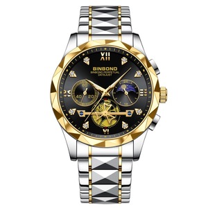 Montre de luxe pour homme avec chronographe tourbillon, étanche, lumineuse, affichage 24H, calendrier, montre à quartz en acier inoxydable pour affaires - Product Image 3