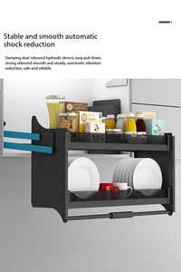 Cesta elevadora de aluminio de doble capa para gabinete, con <span class=keywords><strong>estante</strong></span> para platos y cuencos, de descenso automático. - Product Image 4