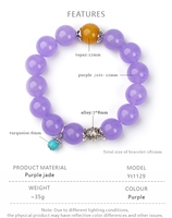 Bracelets perlés en jade violet, style chinois ancien et nouveau, élégants, violet neuf nuances, avec motif feu.