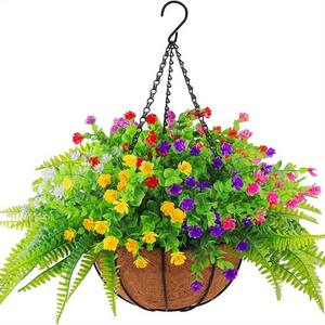 Petit panier suspendu à fleurs, décoration florale artificielle sans entretien, fleurs et panier prêts à être accrochés et à éclairer n'importe quel espace - Product Image 6