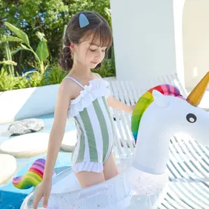 Kids Swimwear Beachwear Striped 1 Piece For Girl Baby Children Swimsuit OEM Custom Classic Retro Vintage Fashion Style