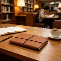 Carpeta de Almacenamiento para Cuadernos A5 de Tres Plegaduras, Estilo Retro, Funda para Hojas Sueltas, Cubierta para Diario de Viajero, Accesorios de Escritura para Oficina, Venta al Por Mayor