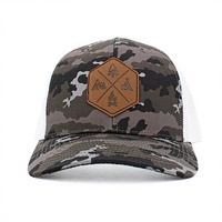 Casquette Trucker Camouflage Premium 2026 avec Écusson en Cuir, Dos en Maille Respirante, Casquette Snapback d'Extérieur Réglable pour Randonnée, Camping, Pêche