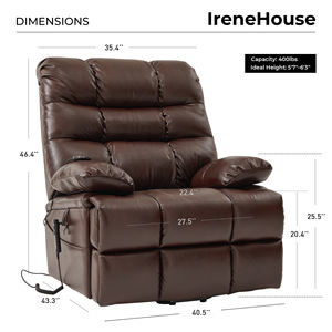 Sillón Reclinable Eléctrico CJSmart <span class=keywords><strong>Home</strong></span> Big Man Power, Extra Grande, Ancho, con Masaje y Calor, Motor Dual, Acolchado - Product Image 6