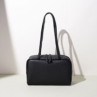 Bolso de Hombro de Cuero Genuino Granulado, Hecho a Mano, de Lujo, Resistente al Agua, con Dos Cierres, Estilo Minimalista y Discreto para Mujer