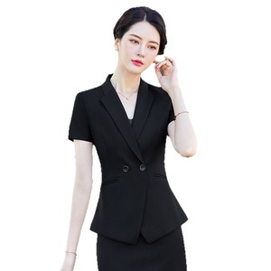 Women's Short Sleeve Professional Suit Set Polyester Breathable Summer Workwear For Office Hotel Jewelry Store Staff - Product Image 5