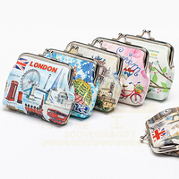 Dompet Koin Kulit PU Cetak Khusus Suvenir Santorini Yunani