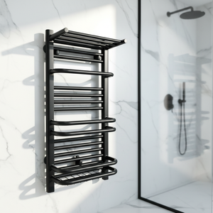 Sèche-serviettes avec thermostat, porte-serviettes <span class=keywords><strong>chauffant</strong></span> en acier inoxydable noir, séchoir à serviettes de salle de bain à chauffage rapide - Product Image 5