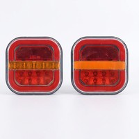 Feu arrière LED carré pour camion, type Hamburger, avec DRL, Stop, Clignotant et Réflecteur, Rouge Ambre, 12V 24V, Étanche, pour Remorque et Caravane