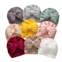 Nouvel arrivage : Bonnet bébé en tricot avec grands nœuds bouffants, très extensible, pour l'hiver et l'automne, en polyester durable