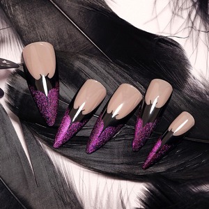 <span class=keywords><strong>Faux</strong></span> <span class=keywords><strong>ongles</strong></span> <span class=keywords><strong>Halloween</strong></span> Fournitures Long Cercueil Noir Violet Presse sur <span class=keywords><strong>ongles</strong></span> avec boîte Private Label Grande Taille Colle sur les <span class=keywords><strong>ongles</strong></span> - Product Image 3