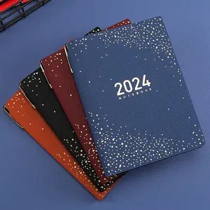 Wholesale 2024 Soft Leather Cover English Calendar A5 Schedule Plan Efficiency Manual Note book daily planner Notebook