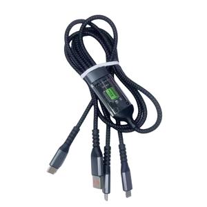 100W 120W Digital Display Super Fast Charging cable Transparente Strip Light Tipo C IOS Micro <span class=keywords><strong>3</strong></span> em 1 Nylon Weaving Data Cable - Product Image 1