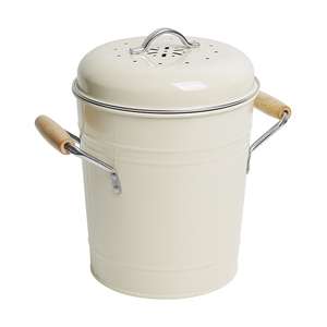 Seau à compost pour cuisine intérieure avec poignée en <span class=keywords><strong>bois</strong></span>, <span class=keywords><strong>composteur</strong></span> de déchets alimentaires sans odeur pour comptoir, seau à compost résistant à la rouille - Product Image 4