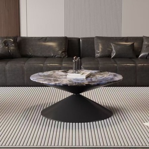 Mesa de Té de Mármol Estilo Italiano, Redonda, Minimalista, Diseño Flotante de Lujo Ligero para Salas de Estar Modernas Pequeñas - Product Image 3