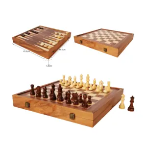 Large size puzzle toys Wooden magnetic felt cloth base chess 3-in-1 Backgammon and checkers
