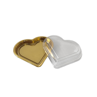 Beste Prijs Wegwerp Huisdier Gouden Doos Verpakking Snoep Hartvormig Plastic Dienblad Voor Cake Geschenken Mooie Aardbei Fruit Chocolade